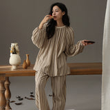 Load image into Gallery viewer, Couple&#39;s sleepwear autumn new item Wabi Sabi style cotton yarn can be worn outside loose men&#39;s and women&#39;s home clothes