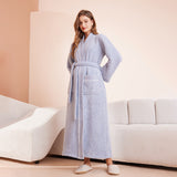 Load image into Gallery viewer, Couple&#39;s sleepwear women&#39;s autumn and winter coral fleece thick warm long flannel nightgown men&#39;s bathrobe sleepwear